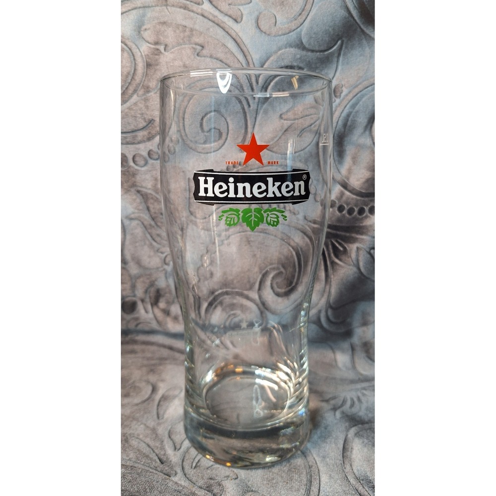 Heineken 7-1/2" Beer Glass With Small Glass Engaving On Back